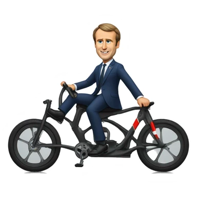 le président macron qui roule un vélo sticker