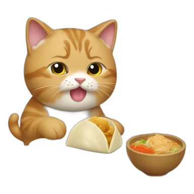 Cat eating dumpling sticker