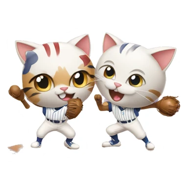 two cats playing baseball sticker