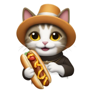 Cat eating hotdog with pilgrim outfit sticker