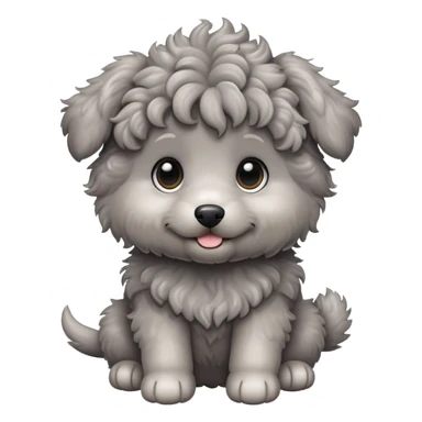 Gray curly puppy sticker