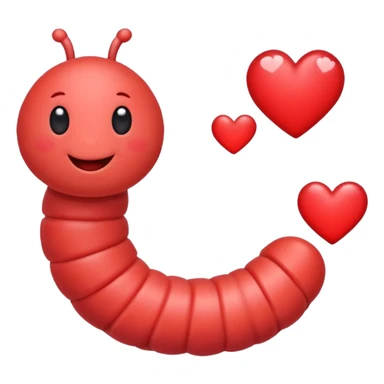 worm with hearts sticker