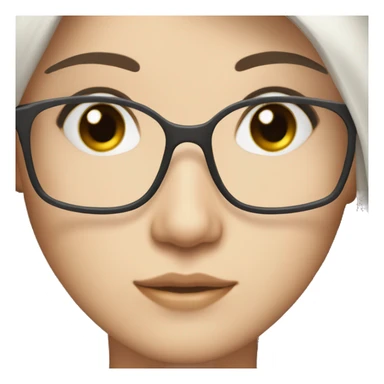 Beautiful fair skin, dark hair straight long hair with white colored frames sticker