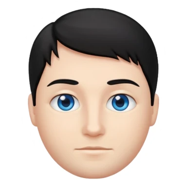 موی سیاه و لخت صورت گرد بدون ریش و سبیل چشم آبی sticker