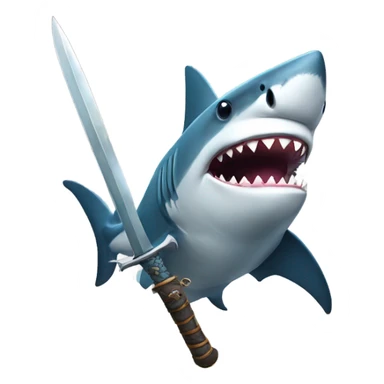 A shark holding a sword sticker