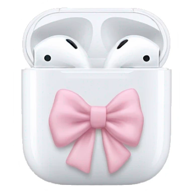 white airpod maxes with light pink bow sticker