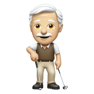 Elderly white male no facial hair and no cane playing golf sticker