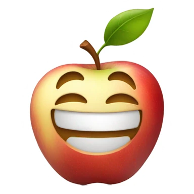 an apple with a smiling face sticker