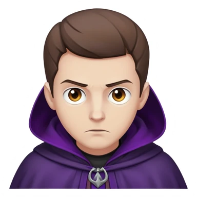 Amycus Carrow in harry potter, a man thin, brown hair, crew cut hair, look evil, dark purple cloak sticker