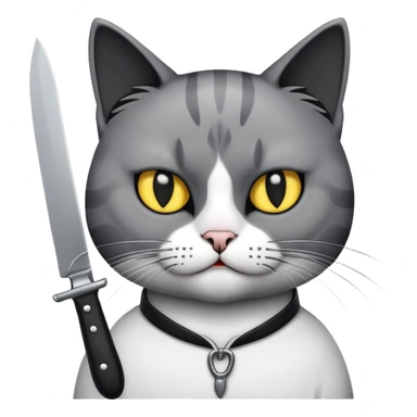 Cat with a knife that looks sinister sticker