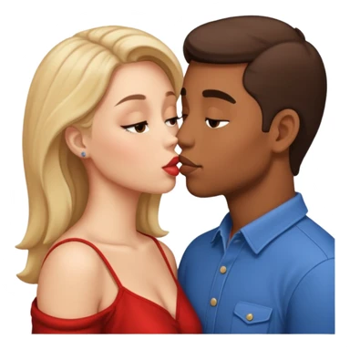 women kissing man  sticker
