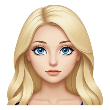 blonde, blue eyes baddie,pretty makeup, black eyeliner, long hair sticker