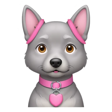 Cachorro cinza com coleira rosa olhando para trás  sticker