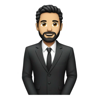 Man in suit with black hair and beard sticker