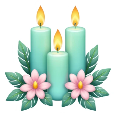Aesthetic scenic romantic pastels beautiful gorgeous holy divine spiritual pretty elegant sparkly shiny scene of Candles, flowers, plants leaves, scenic aesthetic scenery sticker