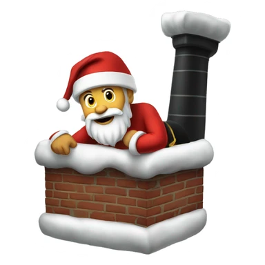 Santa going down the chimney  sticker