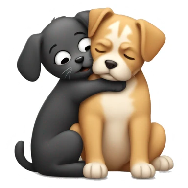 Dog hugging cat  sticker