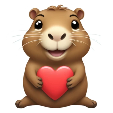 Capybara dando un corazón con sus manos mientras sonríe sticker