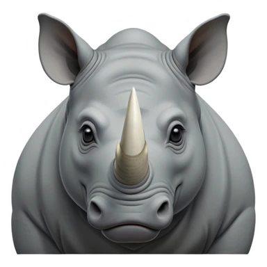 cinematic-noble--rhinoceros-portrait-emoji,slate-grey-hide--poised-and-regal,-with-a-massive,-powerful-build-and-a-thick, -deep-set-soulful-piercing-eyes,-simplified-yet-sharp-and-sophisticated-features,-highly-detailed,-large-black-eyes, zoomed out showing shoulders, large white horn  sticker