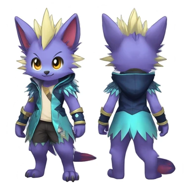 Anthro Scalie Spiky Cool Edgy Magical Shiny Colorful Pastel Sparkle Kemono-style Chibi Fantasy-Animal-Fakémon-Pokémon-Hybrid Fur Sona Aesthetic Full Body sticker