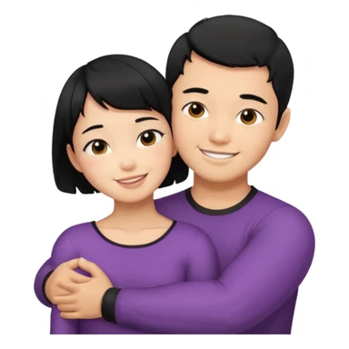 buff tan asian Man black hair hugging girl with black pixie cut  sticker
