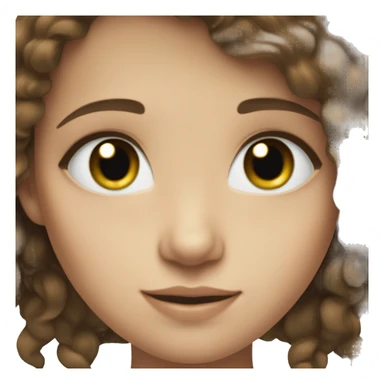 Girl with brown hair and blueish green eyes white  sticker