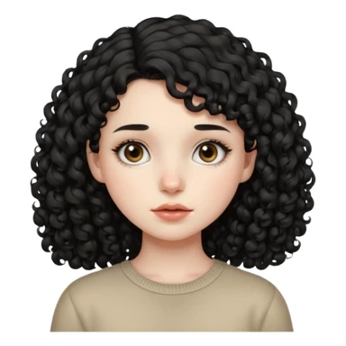 Side part black curly hair girl with mole above left side of lip pale skin  sticker