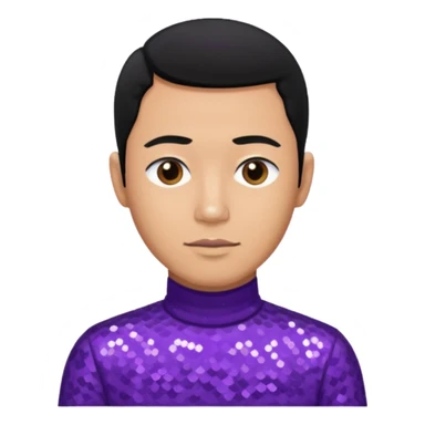 Jeff Fatt from The Wiggles with black hair, purple sequin skivvy shirt sticker