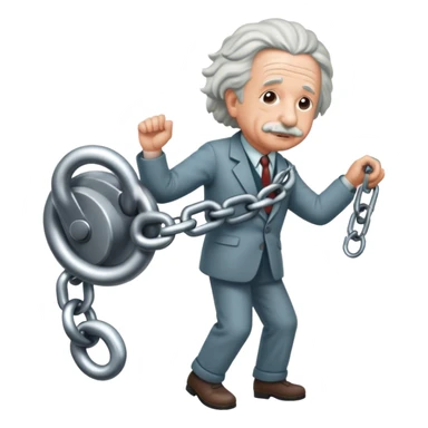 Albert einstein pulling on a chain sticker