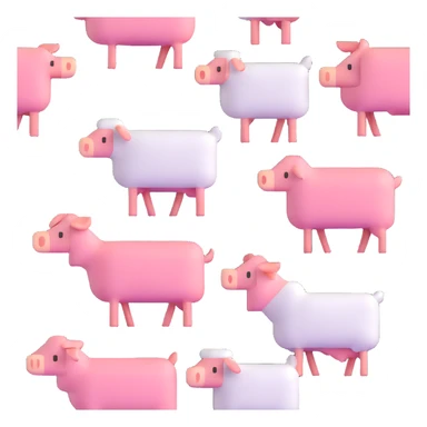 Minecraft style sheep, blocky pig friend, and blocky chicken friend together sticker