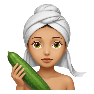 Chica con toalla en el pelo y pepinos en los ojos sticker