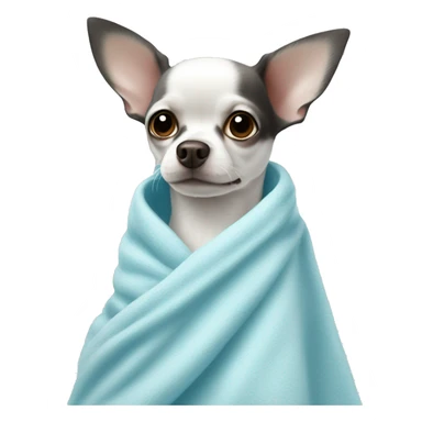 white chihuahua in a light blue blanket sticker