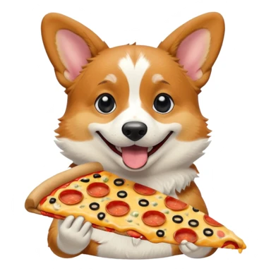 black tri-color corgi eating pizza sticker