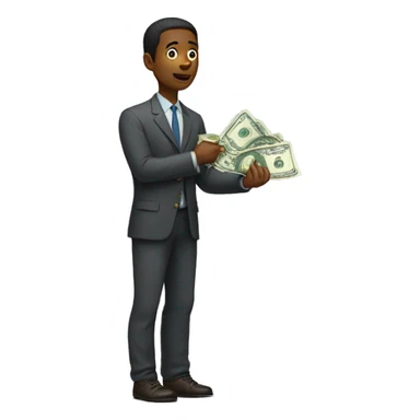 man standing with money in his hands sticker