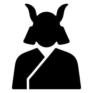 minimalist solid icon of a Japanese samurai warrior sticker