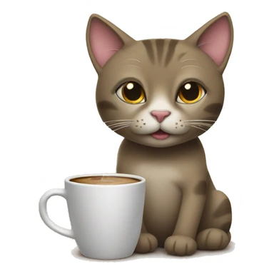 A cat drinks coffee sticker