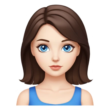 white girl, brunette hair, blue eyes, coquette style sticker