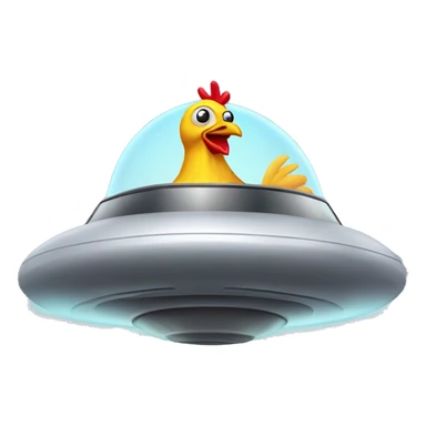 chicken driving in flying saucer sticker