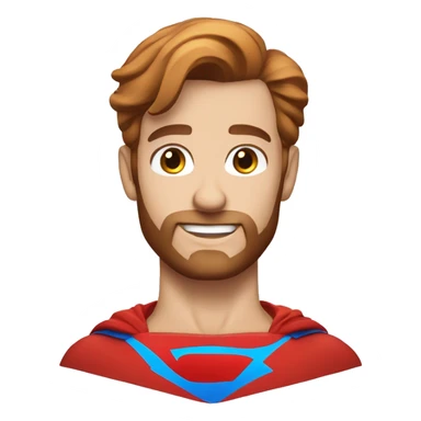 Flying superman with redish brownish hair blue eyes trimmed beard sticker