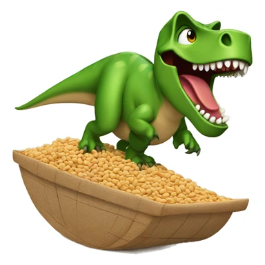 Dinosaur surfing on bales beans sticker