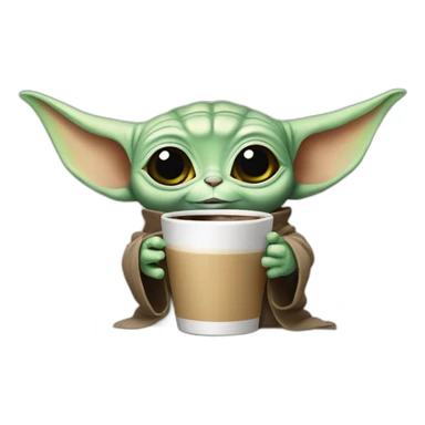 baby yoda drinking coffee sticker