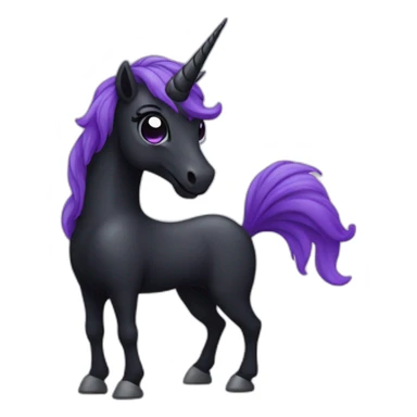 Spooky black unicorn with purple sticker