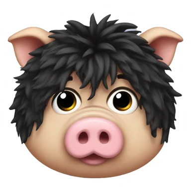 Fat pig with black messy hair sticker