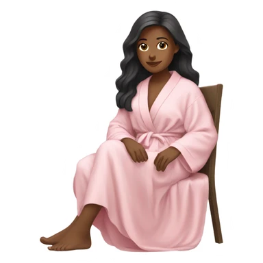 Girl with dark brown long hair relaxing in a light pink robe sticker