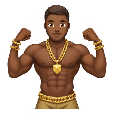 smug muscular shirtless nigerian flexing with gold chain sticker