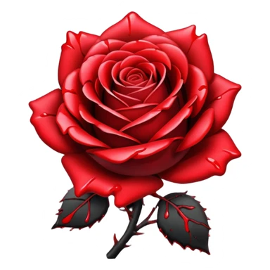 A pitch black aesthetic rose with blood splattered onto it  sticker