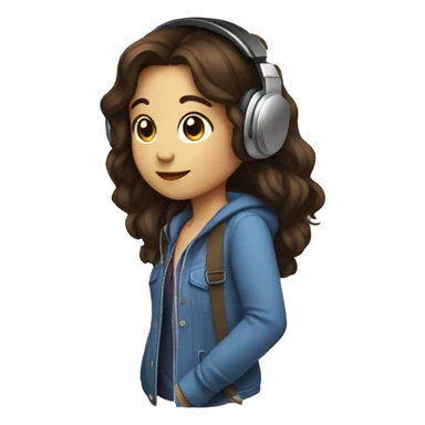 Girl listening to music  brunette  sticker
