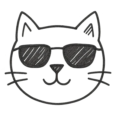 cat wearing sunglasses hand drawn outlined icon sticker