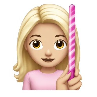 White Girl hand pink nails holding pink wand with black hair and brown eyes sticker