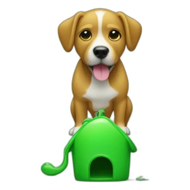 dog peeing in front of a green Mini sticker